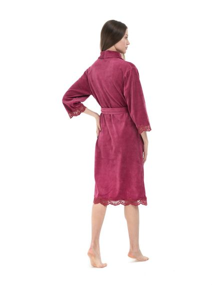 Халат женский с кружевом 0383/1 бордо NUSA Турция