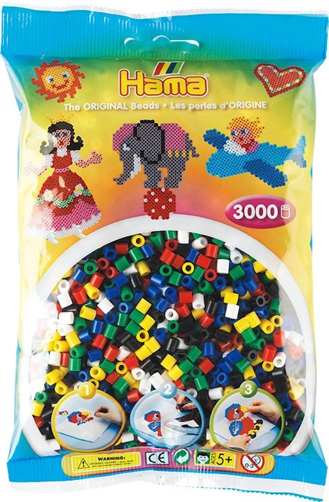 Hama Бусинки для термомозаики MIDI натуральные цвета микс, 3000 шт. (201-66)