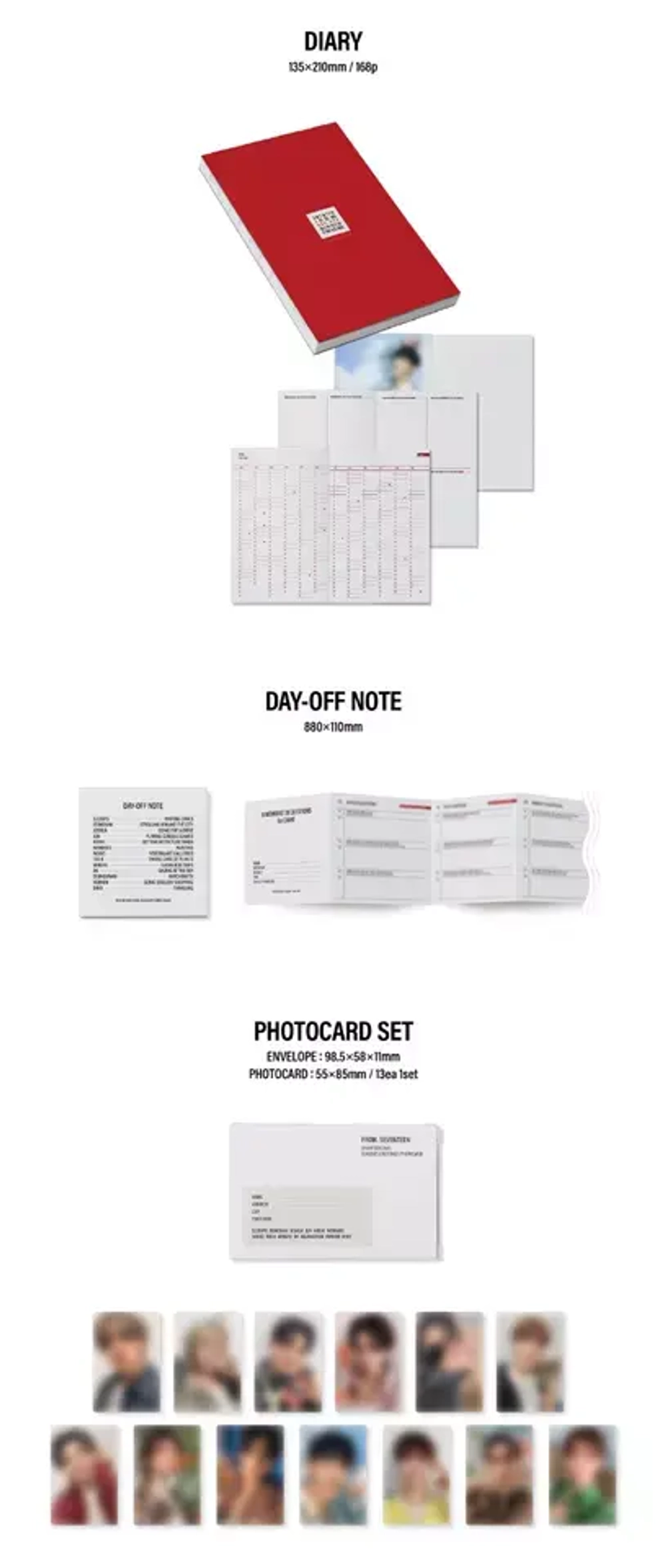 Календарь SEVENTEEN - 2025 SEASON’S GREETINGS Seventeen's Vacation : Day-off