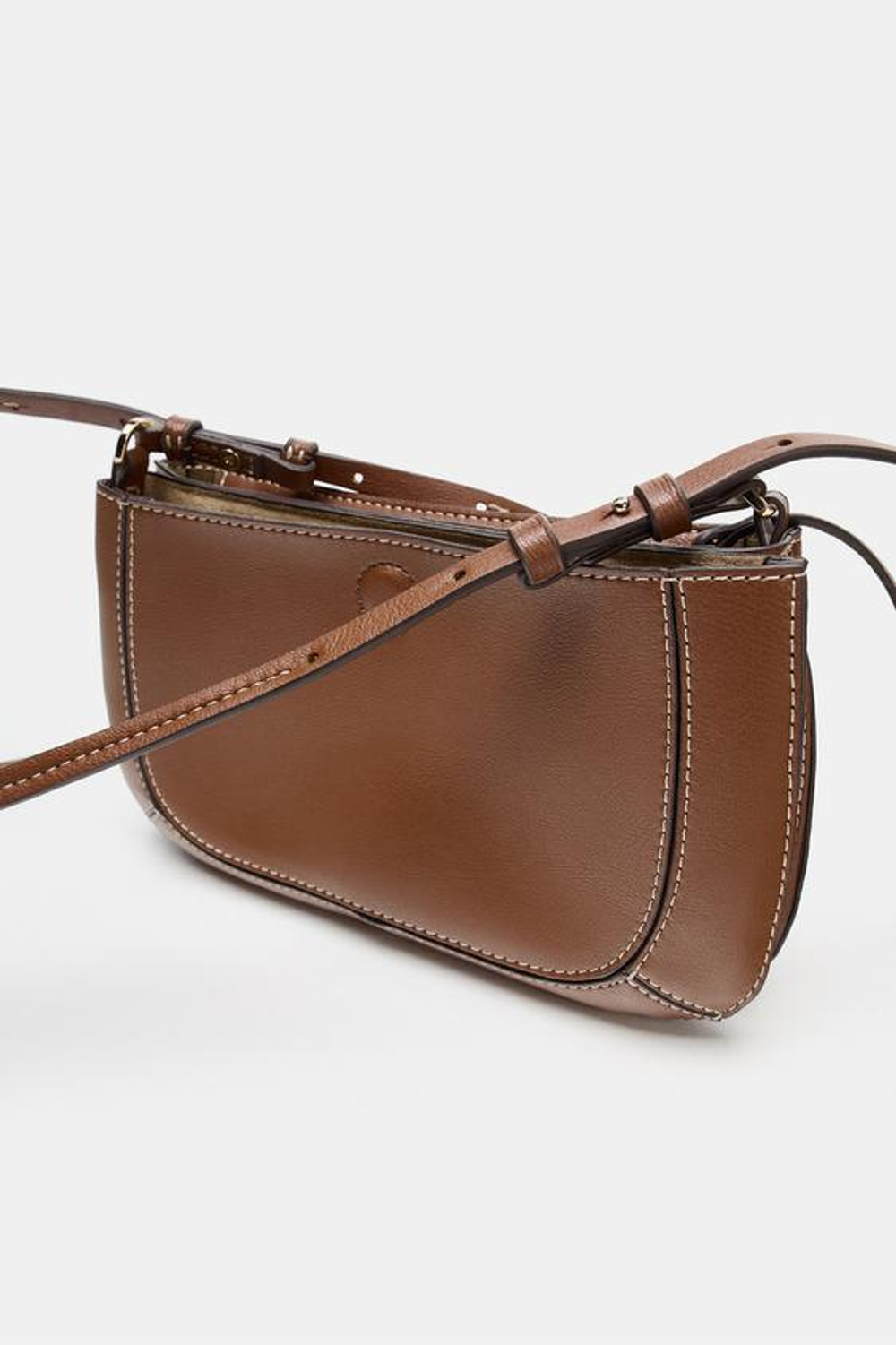 ZARA СУМКА С ДВОЙНЫМ ОТДЕЛЕНИЕМ И ПЛЕЧЕВЫМ РЕМНЕМ, ТЕМНЫЙ РЫЖЕВАТО-КОРИЧНЕВЫЙ