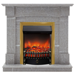 Каминокомплект Real Flame Andrea STD GR с очагом Fobos Lux Brass