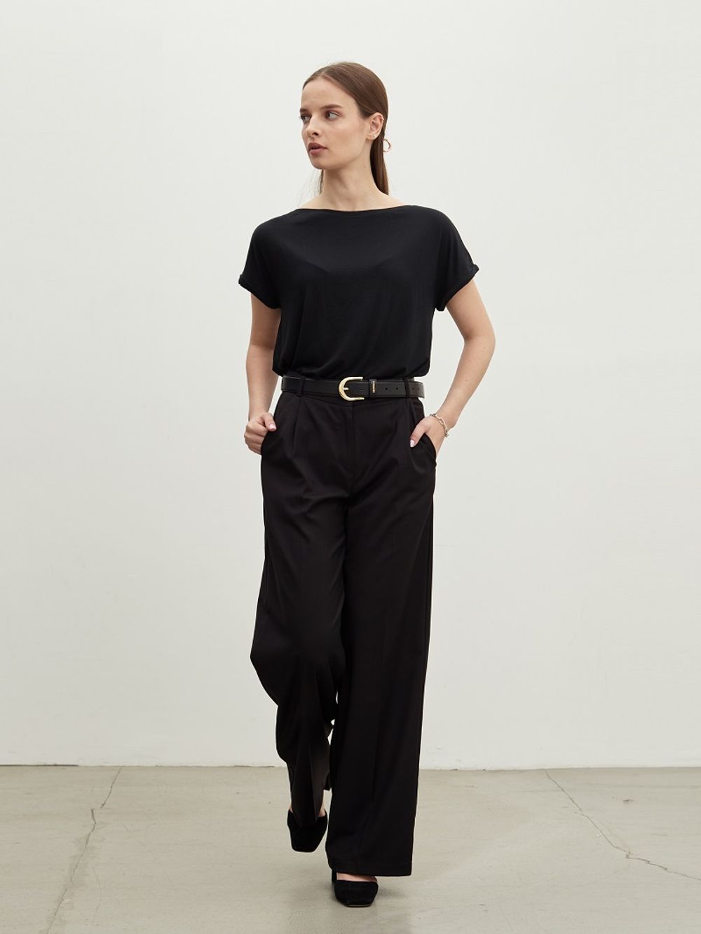 Брюки Палаццо на молнии ЧЕРНЫЕ вискоза