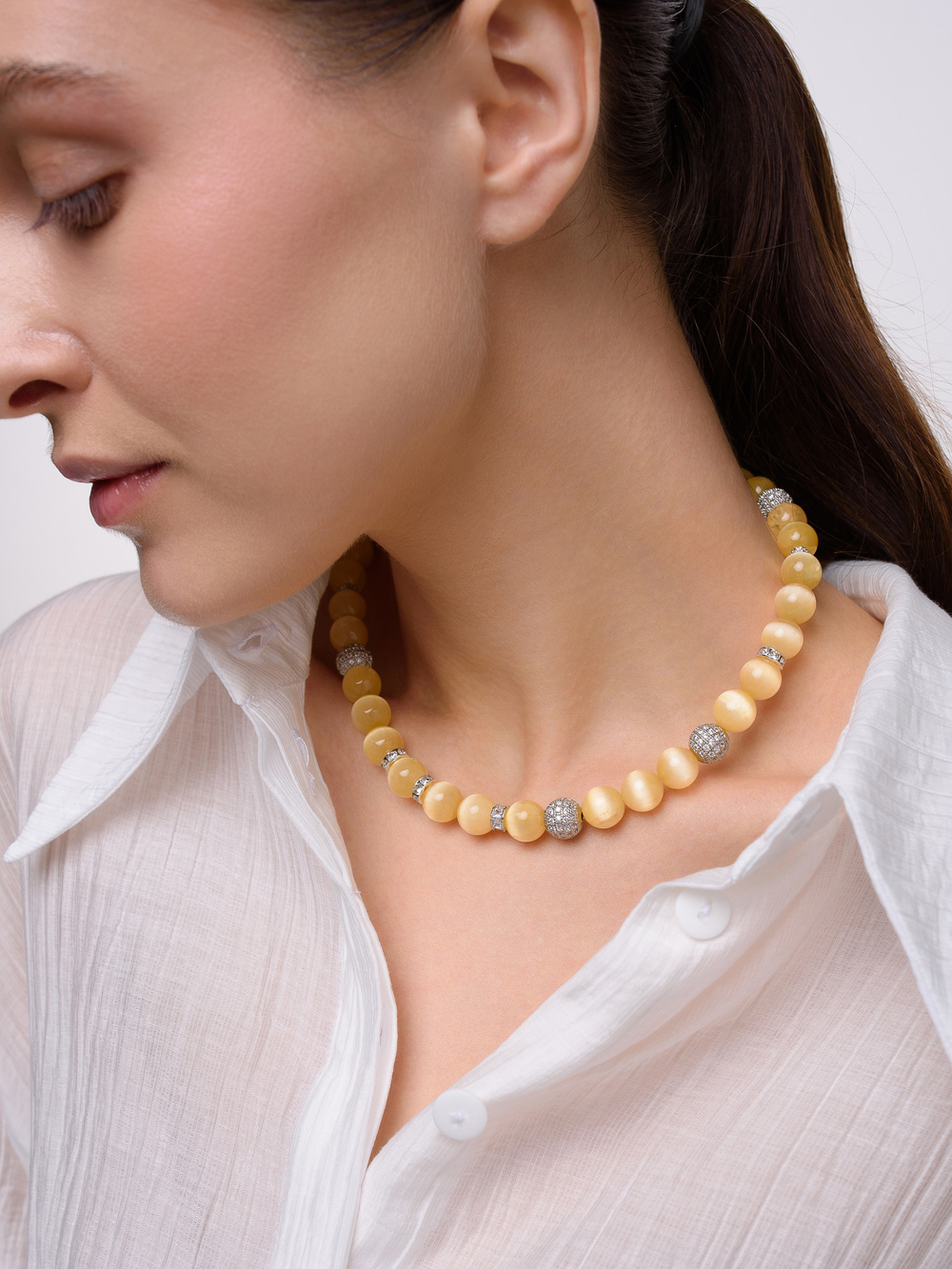 Колье "Summer disco yellow" селенит