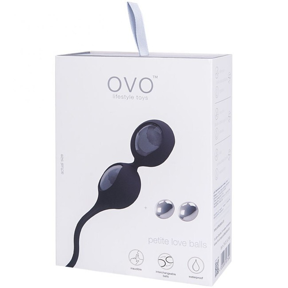 Набор шариков для тренировки вагинальных мышц OVO (4 шарика) (Цвет: черный, серебряный)