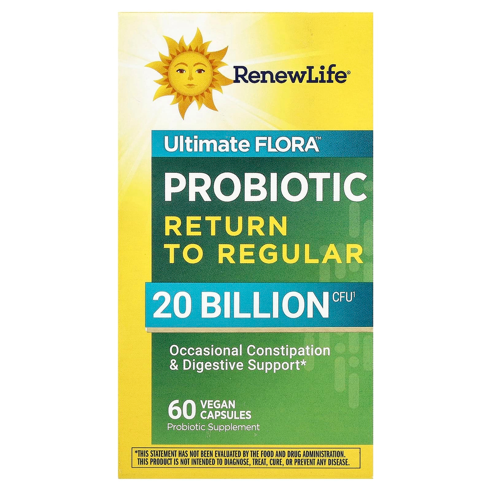 Renew Life, Ultimate Flora™, возврат пробиотиков в рацион, 60 веганских капсул