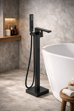 Напольный смеситель для ванны с душем STWORKI Карлстад S35130BK матовый черный