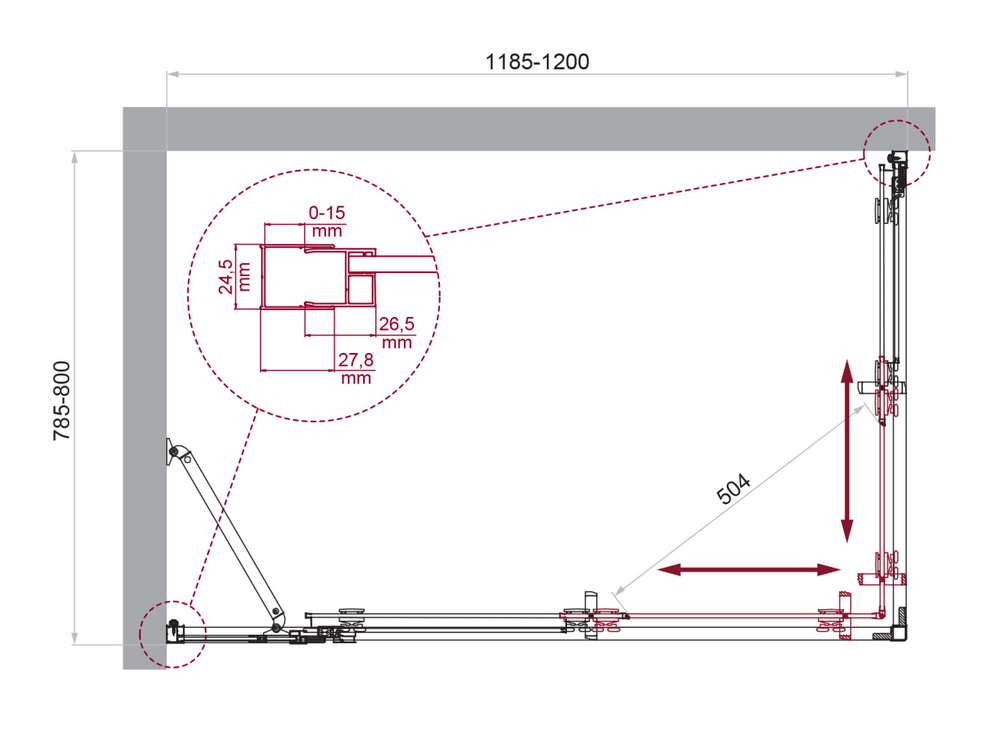 Душевой уголок BelBagno LUCE-AH-21-120/80-P-Cr