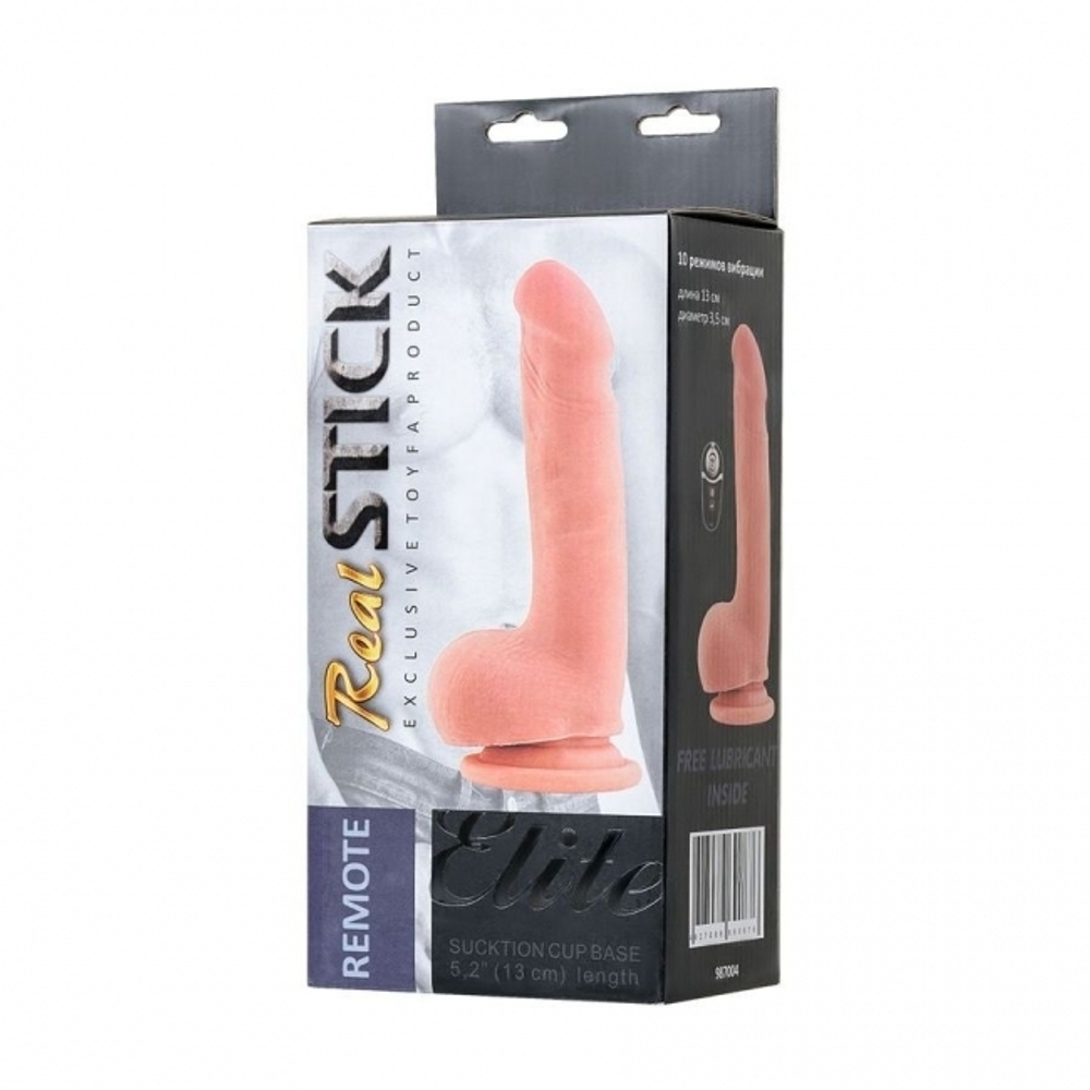 Беспроводной реалистичный вибратор Real Stick на подзарядке 16 см (Цвет: телесный)