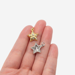 Подвеска "Звезда", 17*14,5мм, прозрачные фианиты, позолота