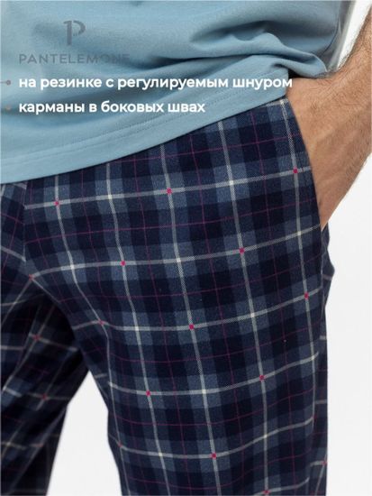 Брюки мужские Pantelemone PDB-164, клетка темно-синяя