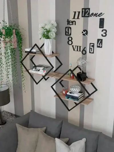 Набор полок ромб настенных черных-дуб  - ЧД