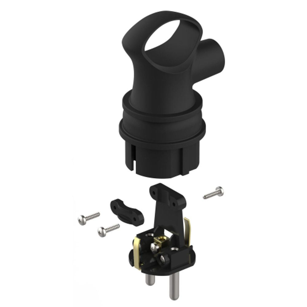 Вилка ЭРА VX12-B-IP44 каучуковая c заземлением 16А IP44 с кольцом угловая черная