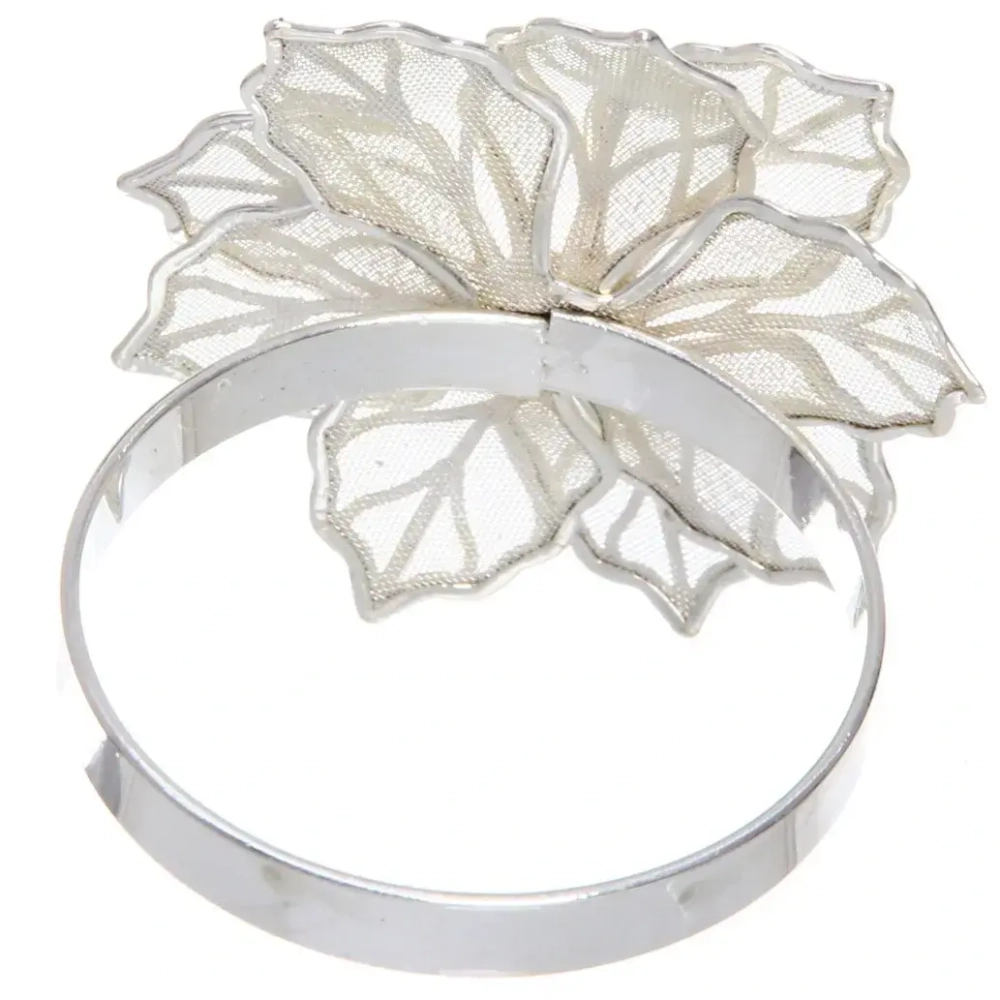Набор колец для салфеток 6шт «Пуансеттия»4,5*4,5см, серебро