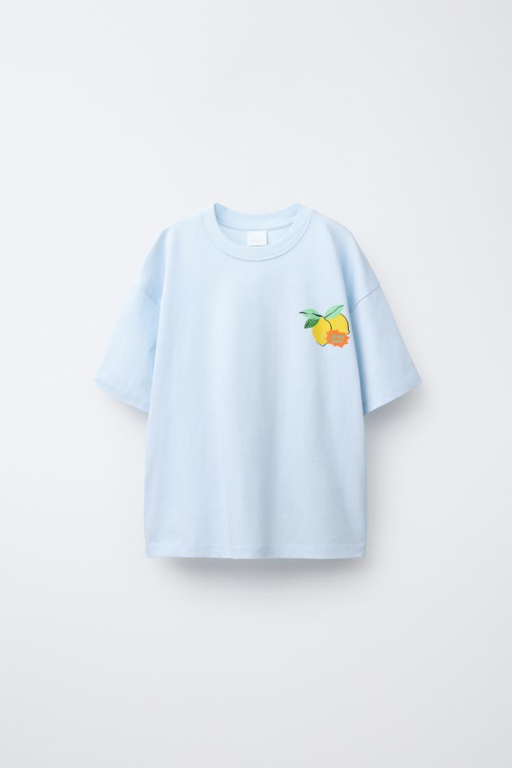 ZARA ФУТБОЛКА С ПРИНТОМ «ЛИМОН», СИНИЙ