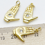 Подвеска Рука, позолота, фианит, размер 22*14 мм, цена за 1 шт