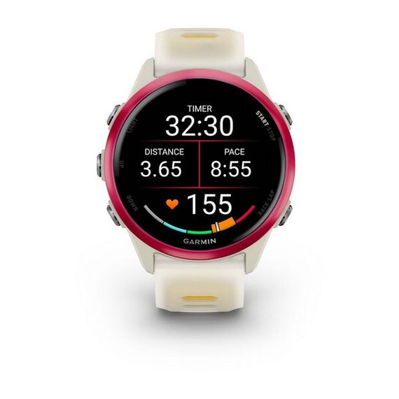 Garmin Forerunner 570 42 мм — малиновый корпус, ремешок слоновая кость/манго