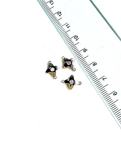 0706-3 Коннектор "ЗВЕЗДА" 10мм, с цирконом, родирование