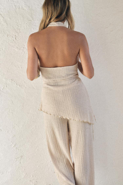 ZARA АСИММЕТРИЧНЫЙ ТОП ИЗ РЕЛЬЕФНОЙ ТКАНИ, КРЕМОВЫЙ