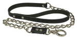 Массивный поводок-цепочка для ошейника (Цвет: черный с серебристым)