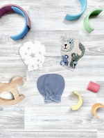 Рукавички-антицарапки Mjölk Grizzly Bears/Звёзды/Blue Shadow, сет из 3х пар