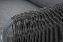 "Ането" кресло плетеное из роупа, каркас алюминий темно-серый (RAL7024) муар, роуп темно-серый круглый, ткань темно-серая 027