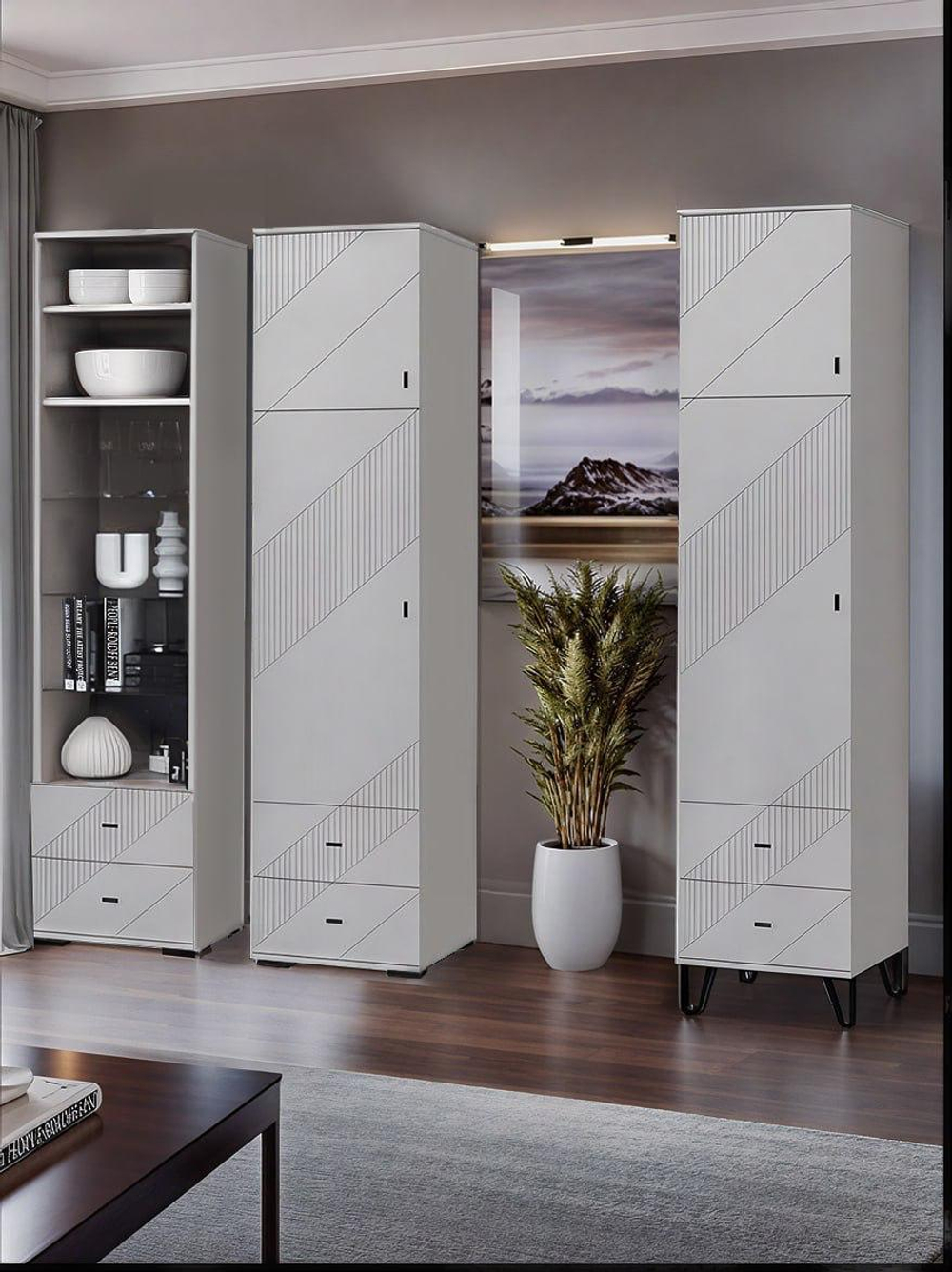 Модульная стенка в гостиную со шкафом Кашемир 270х45х199 см