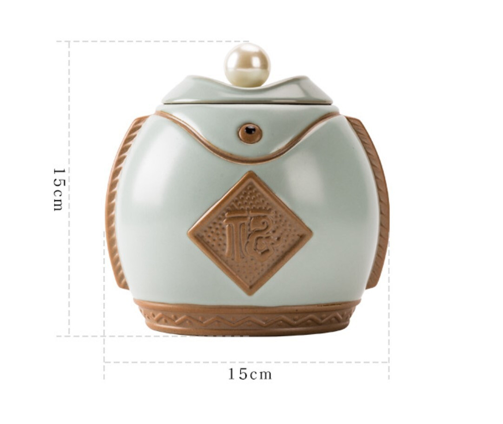 266051 Чайница ЖУЯО "Рыбка-карп с жемчужиной" 15*15 см, фарфор