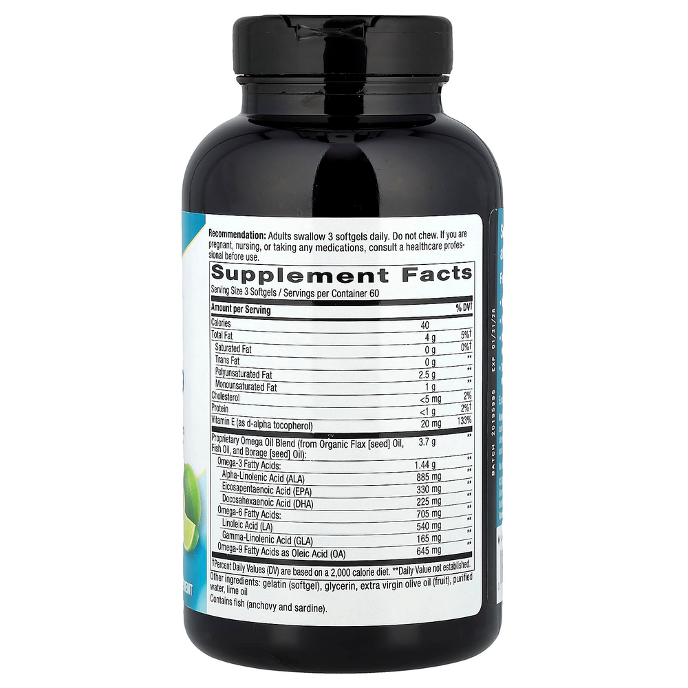 Nature's Way, омега 3/6/9, омега-смесь, со вкусом лайма, 180 мягких таблеток