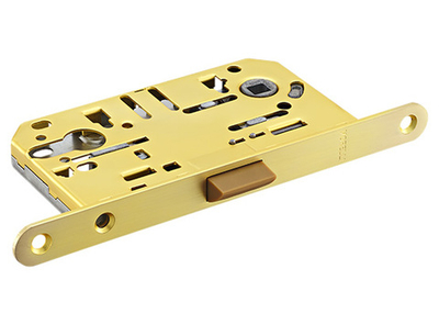 Замок с пластиковой защелкой MORELLI 1885 P MSG, под цилиндр, мат.сатин.золото