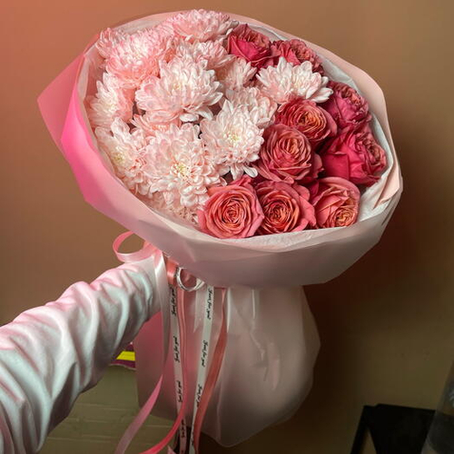 Букет just for you, хризантема и розы