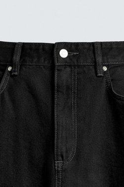 ZARA ДЖИНСЫ TAPERED WIDE FIT, ЧЕРНЫЙ