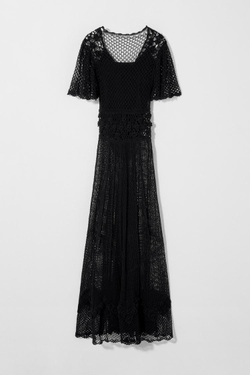 ZARA X KATE MOSS ПЛАТЬЕ-МИДИ ТОНКОЙ ВЯЗКИ, ЧЕРНЫЙ