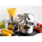 Кастрюля нерж, 3.9 л, с крыш, Daniks, Стандарт-PR, SD-20-2, индукц