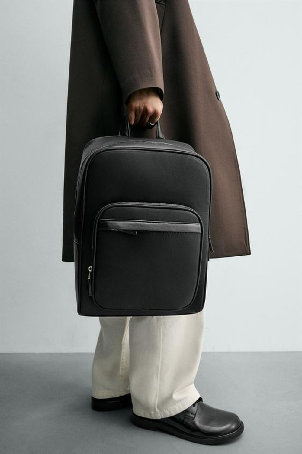 ZARA РЮКЗАК С ТЕКСТУРОЙ, ЧЕРНЫЙ