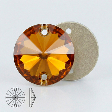 Стразы пришивные из стекла, цвет Topaz, форма Rivoli