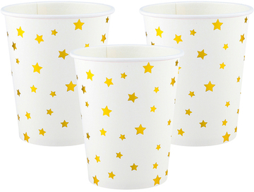 Стаканы бумажные «Золотые звезды» в золотом цвете, металлик, 250 мл, 6 шт