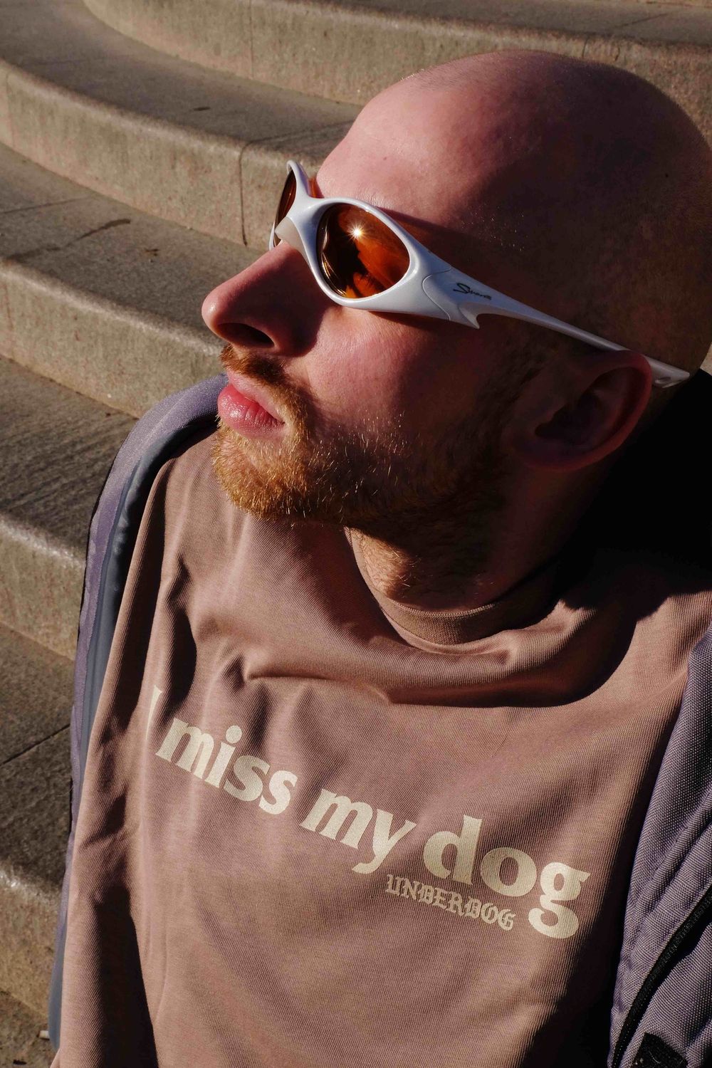 Лонгслив Underdog I miss my dog Grey Beige