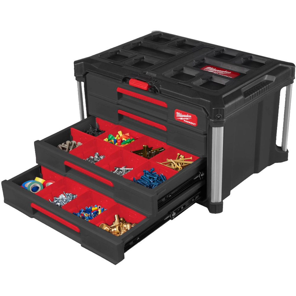 Ящик Milwaukee PACKOUT с 4-мя выдвижными отсеками