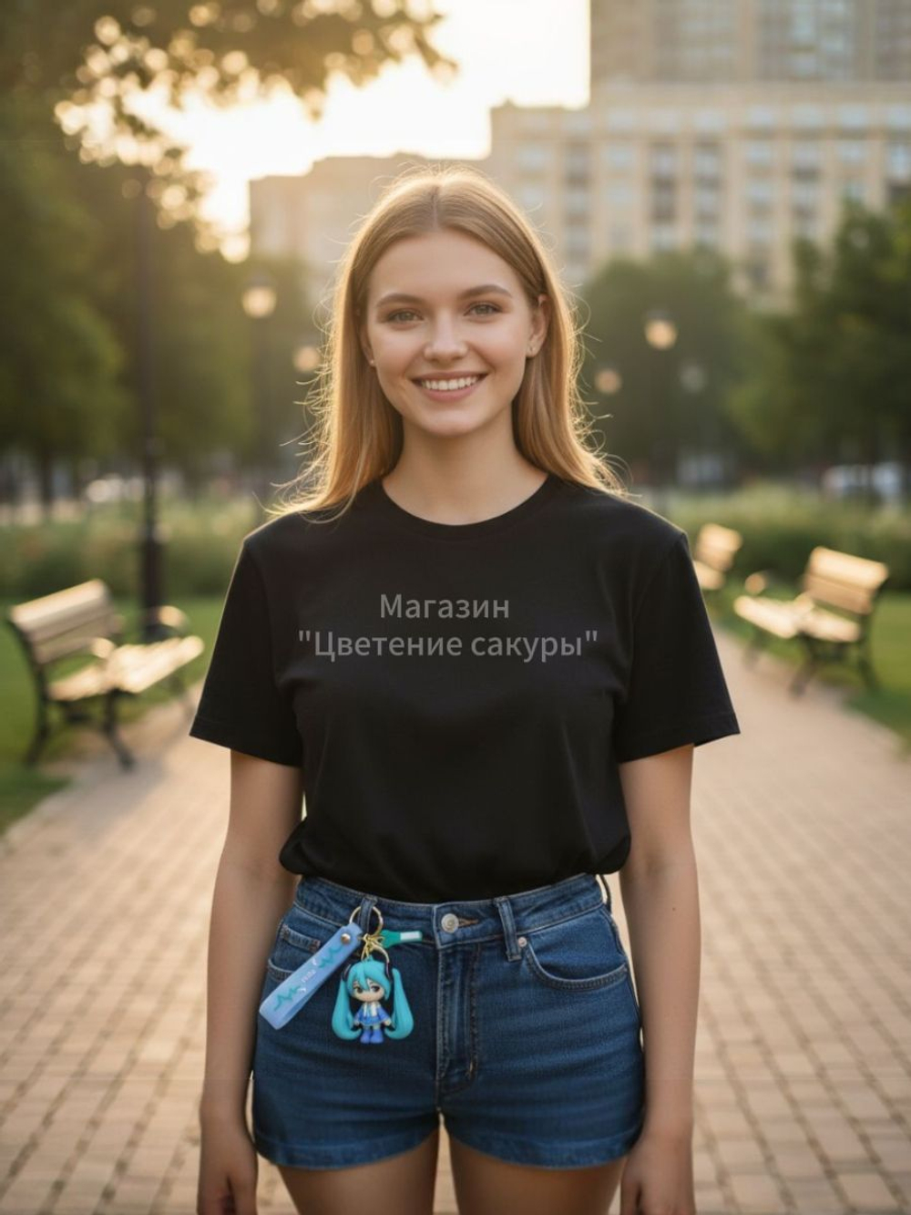Брелок Хацунэ Мику с ушками, для ключей и сумки, аниме вокалоиды, силиконовая фигурка с браслетом, черный/голубой/бирюзовый