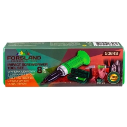 Отвертка ударная с набором бит и адаптером 8пр. Forsland Forsland-5064S
