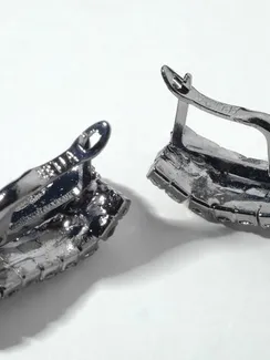 Серьги висячие "Голливуд" дождь, цвет серый