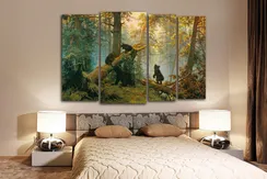 Модульная картина "Утро в сосновом лесу"