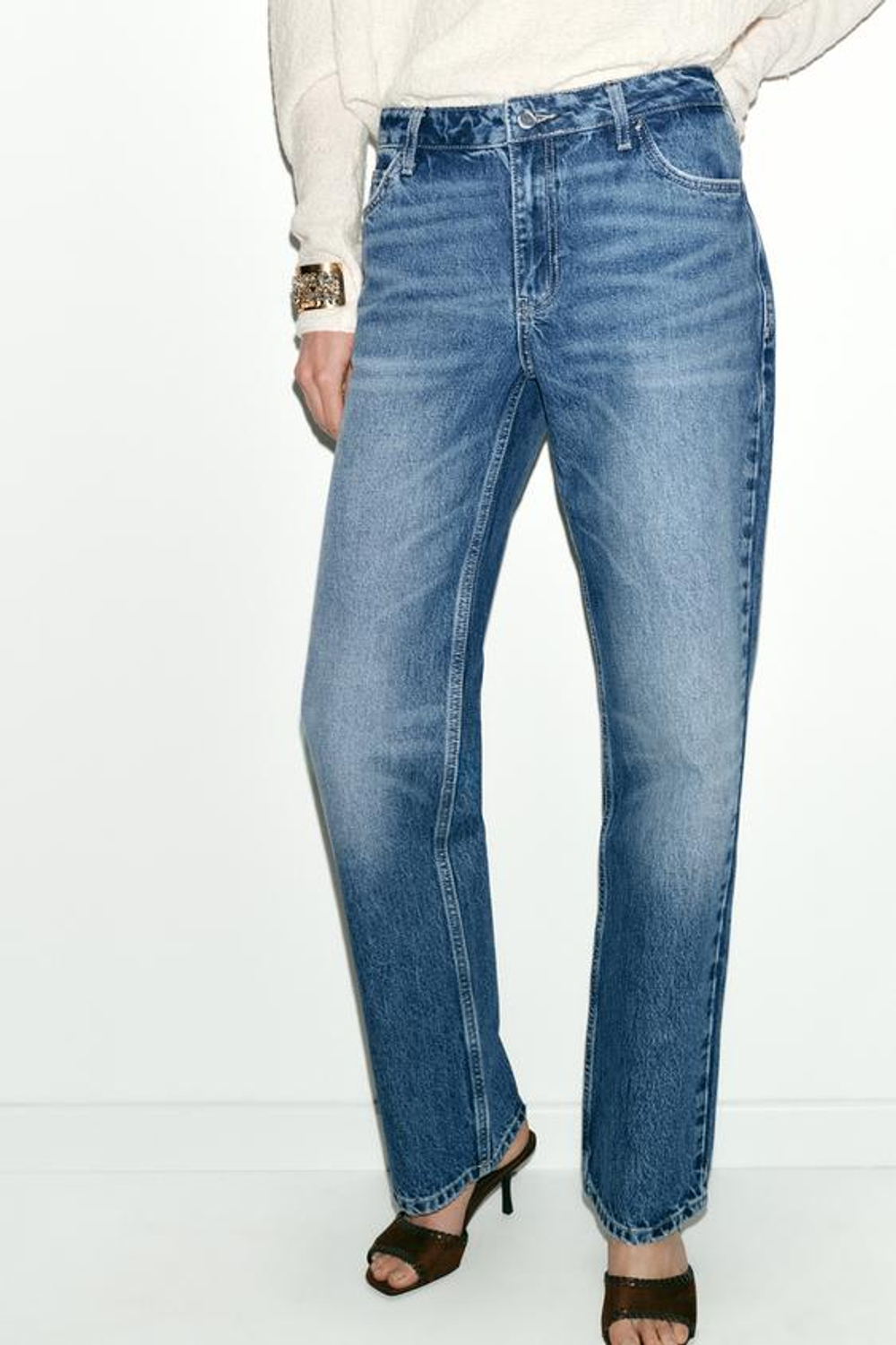 ZARA ДЖИНСЫ Z1975 RELAXED SLIM СО СРЕДНЕЙ ПОСАДКОЙ, СИНИЙ