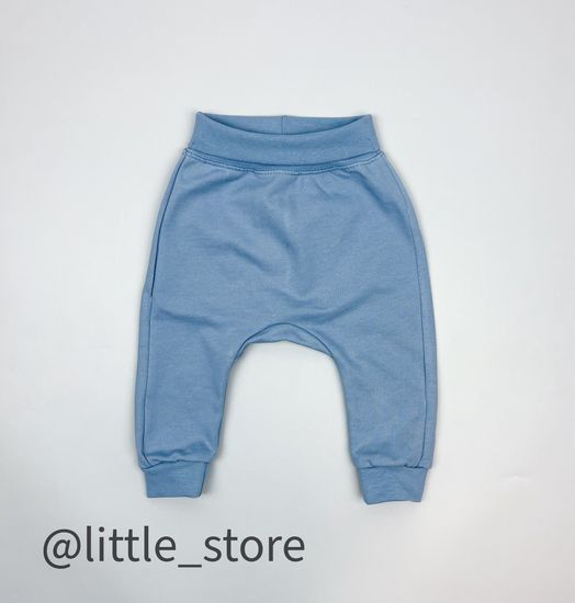 Штанишки из футера с начесом "Ежики" пыльно-синие