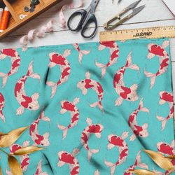 Ткань флис японские карпы