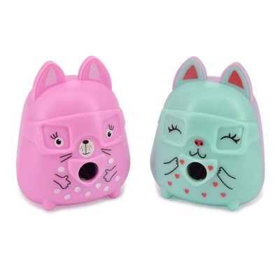 Точилка с контейнером 1 отв. "Funsharp. Розовый котик", 2 цвета (Bruno Visconti)