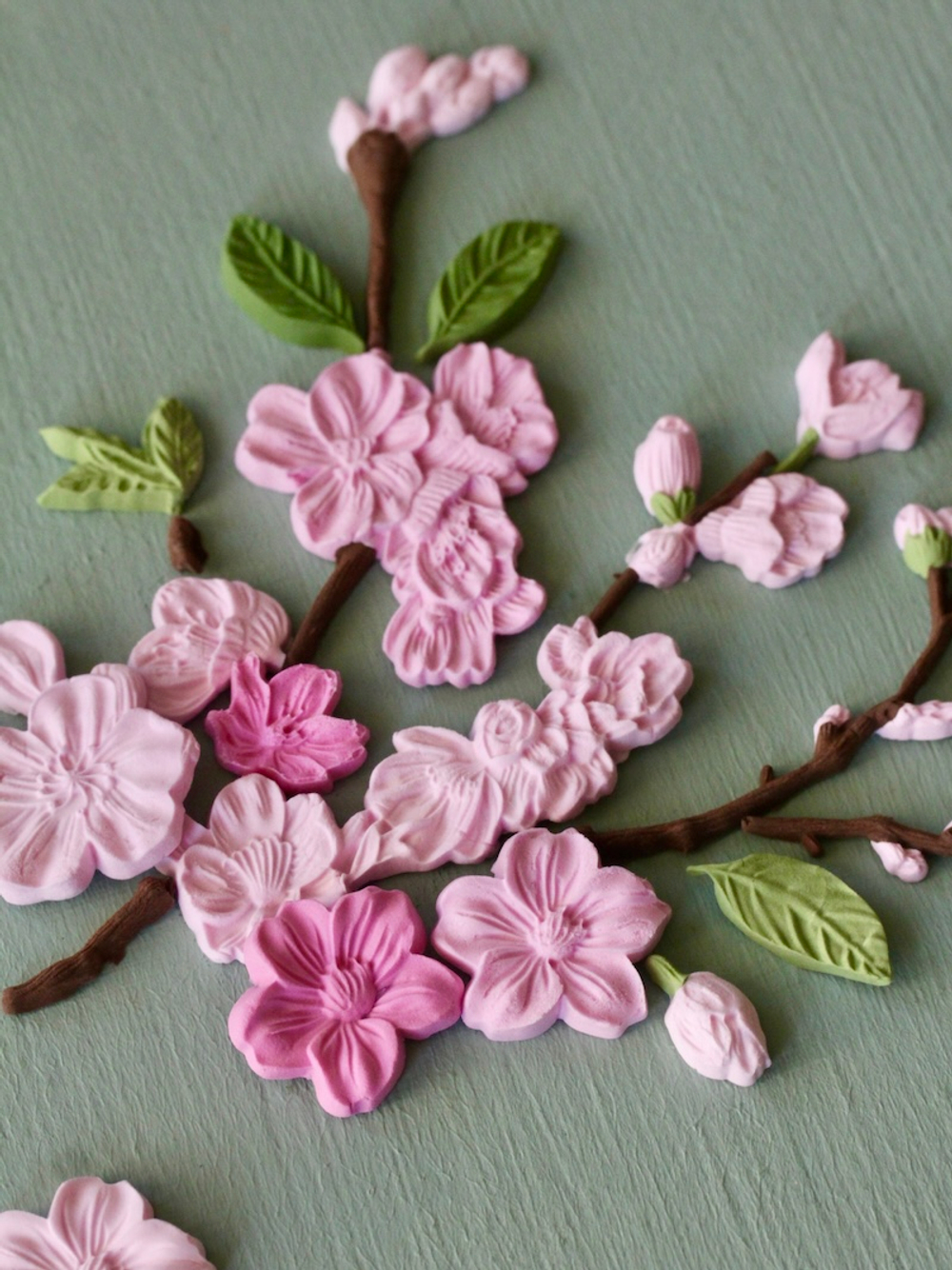 Прямоугольный молд "Вишня, саккура с листьями и ветками"