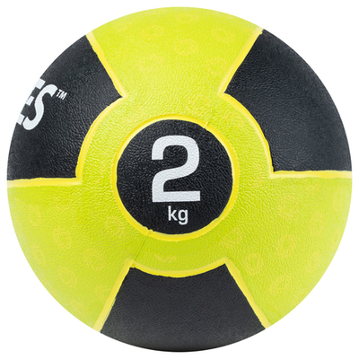 Медбол TORRES 2 кг, AL00232, резина, диаметр 19,5 см, салатово-черный