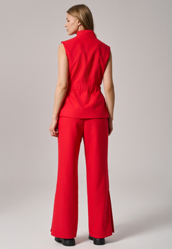 Брюки прямые с кнопками красные
