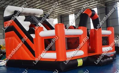 Коммерческий батут "Белый клык" с механизированной головой, 6*5*4 м черно-оранжевый